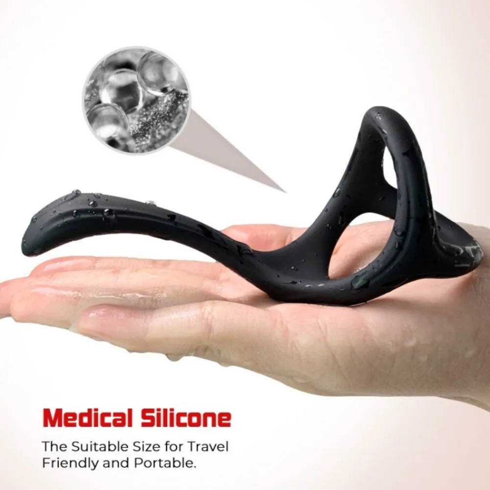 Male Silicone Cock Ring High Elastic 3-in-1 Scrotum Bondage Ring Delay Ejaculation Ball Stretcher Sex Toys for Men Gay 5