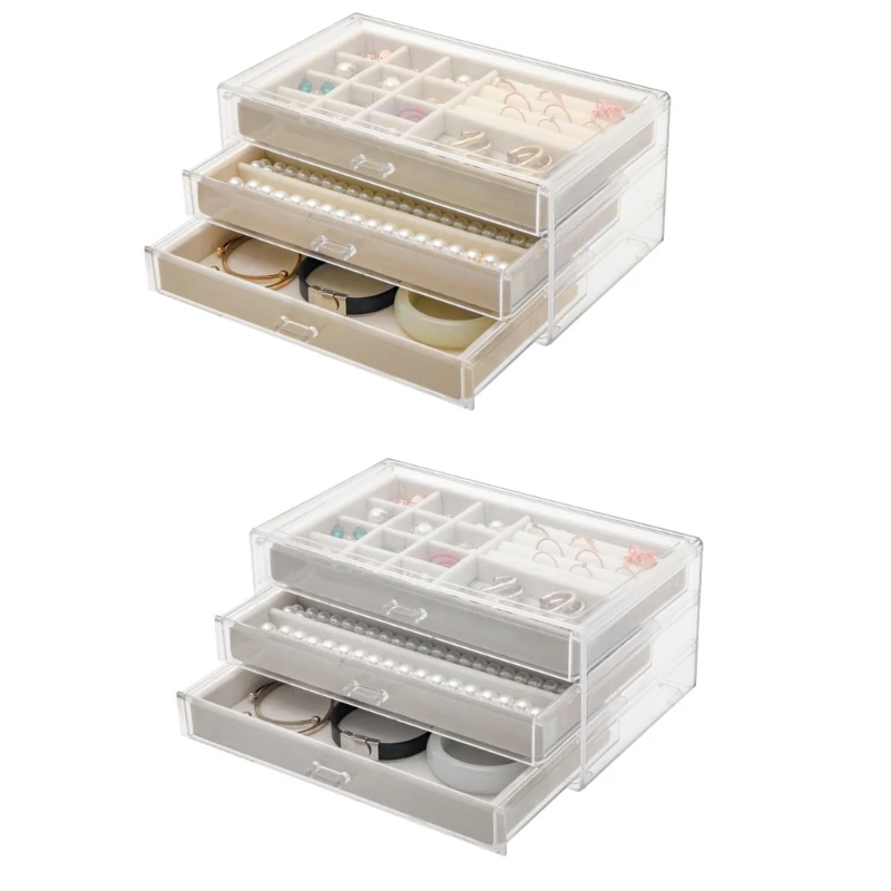 Multifunctional Acrylic Jewelry Storage Case 3 Layer Drawer Box for Bracelets and Beads Accessories Holder with Dividers