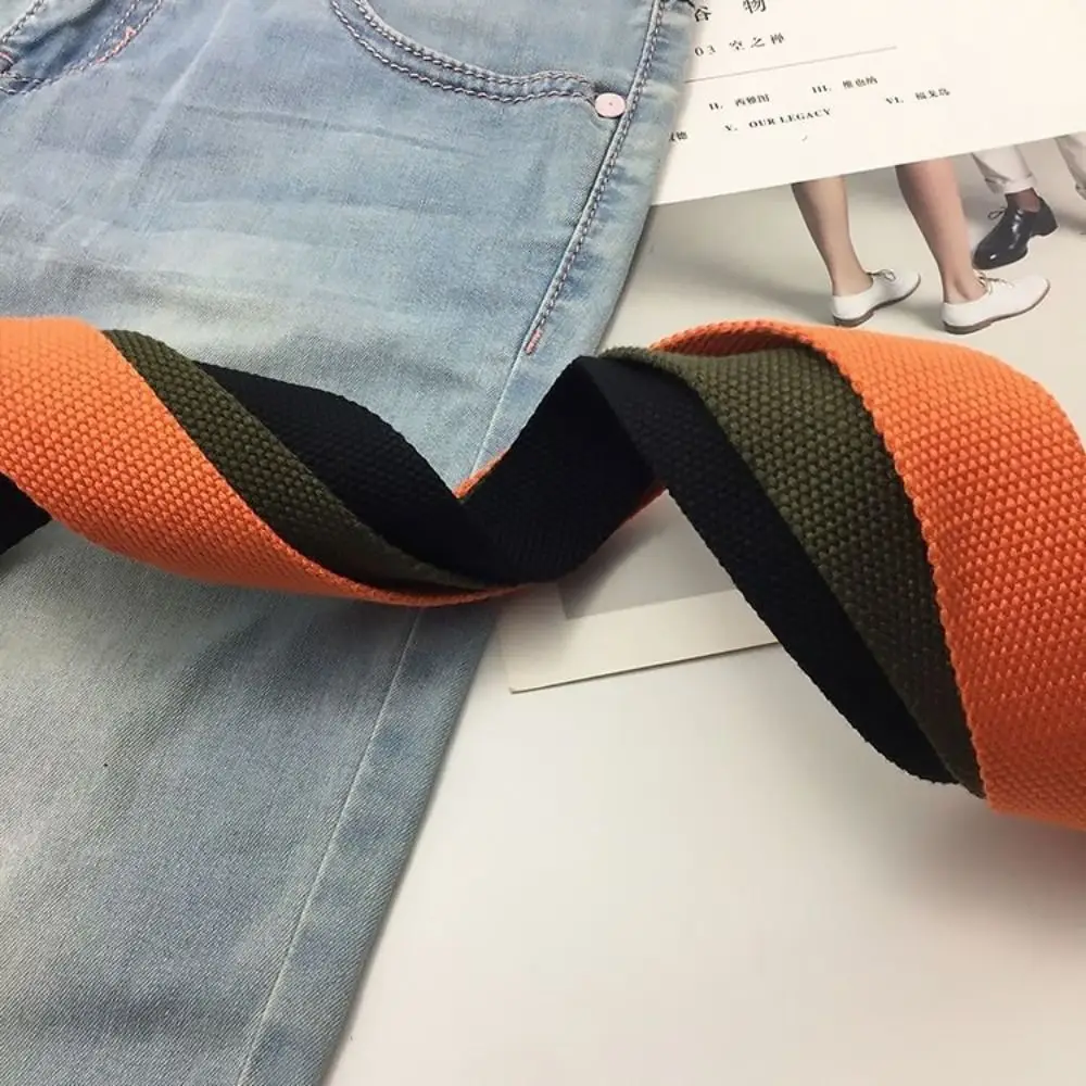 Fashion Luxury design Nylon Braided Belt Simple Versatile Double Ring Waistband Canvas Strap