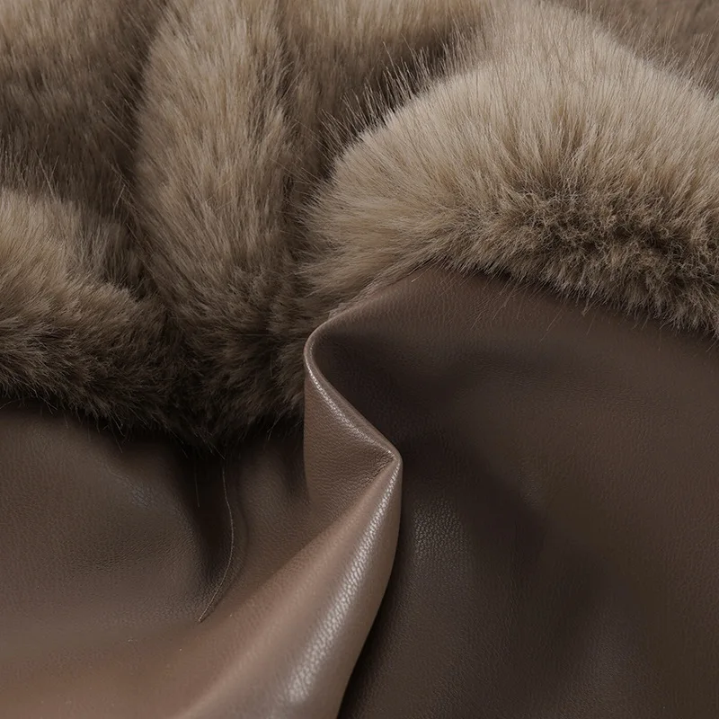 Faux Fur Patchwork Grommet Metal Buckles Pu Leather Shorts Women Chic Sexy Zipper Low Waist Casual Streetwear Bottoms Clubwear