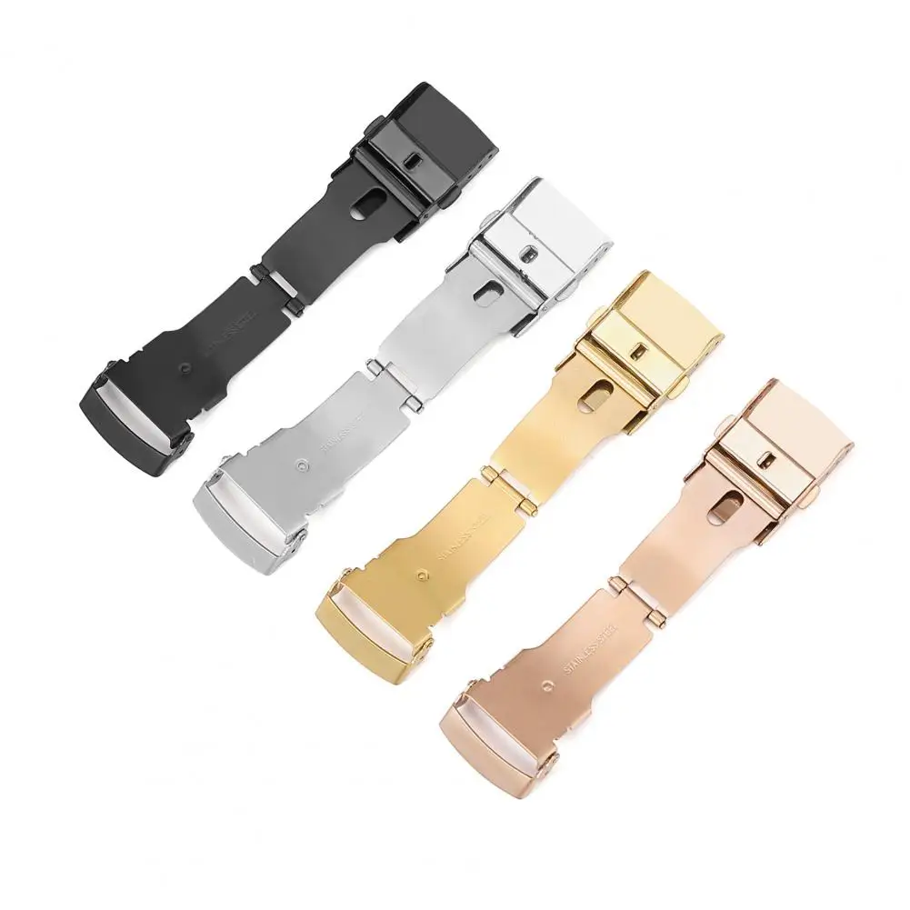 Watch Buckle Universal Double Press Stainless Steel Watch Clasp Safety Folding Watch Band Connector For Watchmaker