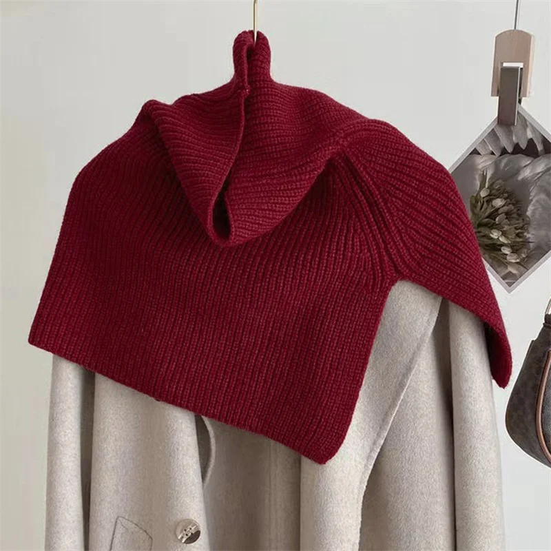 Pullover Scarf Knitted Shawl Winter Scarf False Collar Coat Bib Warm Scarf Turtleneck Slit Jumper Shawl Clothes Accessories