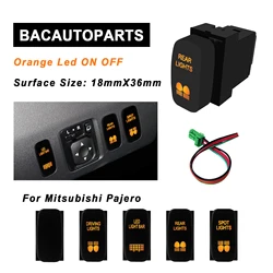 12V Orange Amber Led Push Button Switch For Mitsubishi Pajero Triton Lancer EX Galant 36X18mm ON OFF With Cable Car Accessories