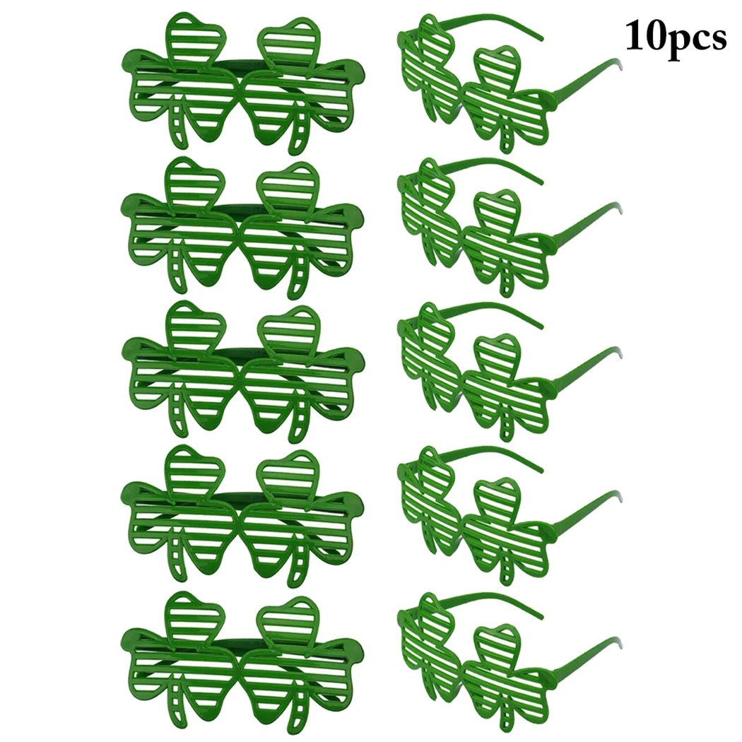 10Pcs St Patrick'S Day Eyeglasses Festive Shutter Shade Glasses Photo Props Shamrock Hat Supplies St Patrick'S Day Eyeglasses