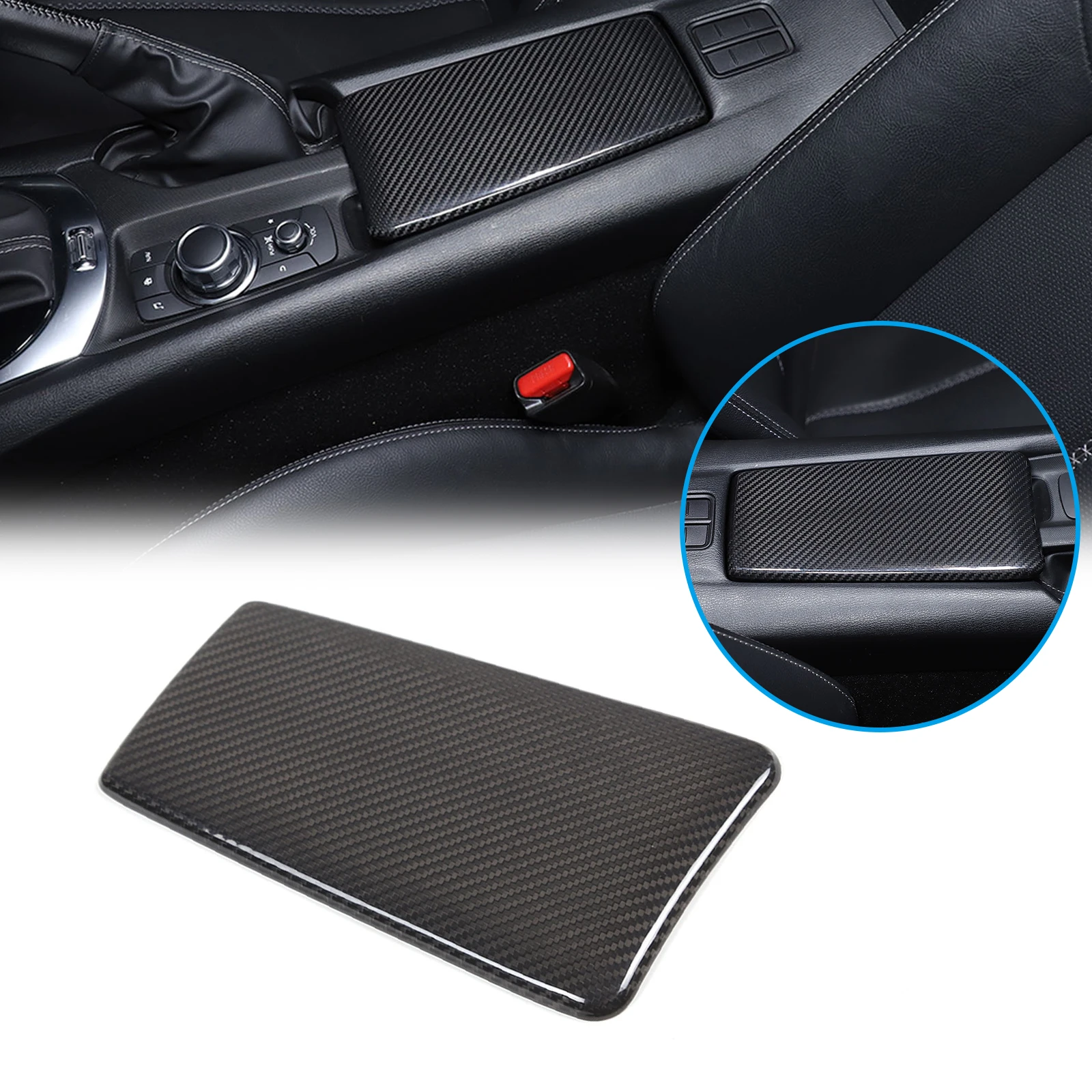 

For Mazda MX-5 ND Fiat 124/Abart 124 2016+ Real Carbon Fiber Center Console Armrest Box Cover Trim Interior Car Accessories