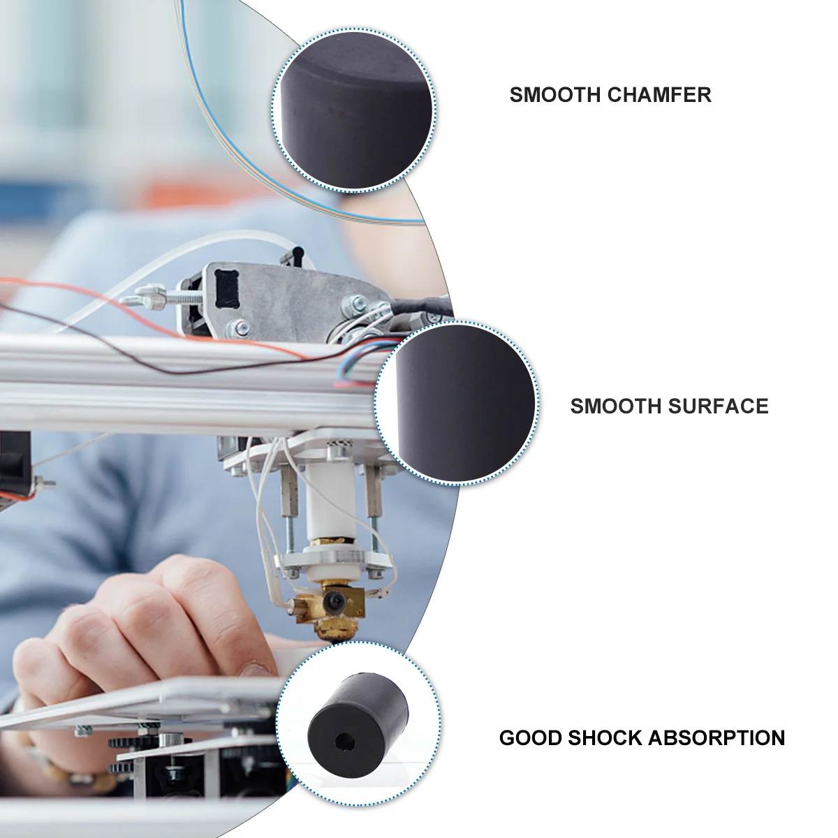 

4Pcs 3D Printer Silicone Hot Bed Leveling Column Non-Stick High Temperature Solid Spacer Platform Leveler Platform Leveler