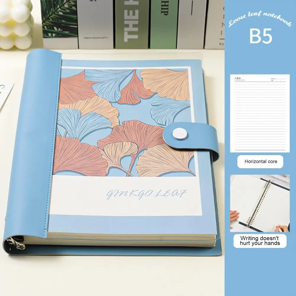 Notepad with 120 Pages Lined Loose-leaf Notebook Refillable Binder Notebooks Artificial Leather Cover 120 Pages for Organization