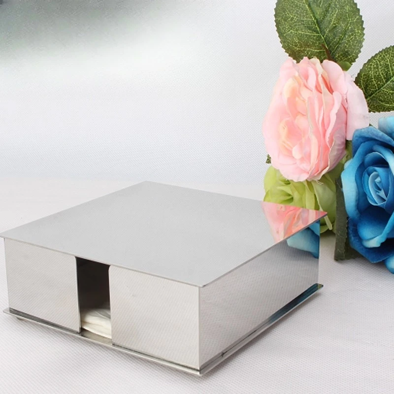 

Stainless Steel Tissue Box Cube Napkin Holder Creative Modern Desktop Paper Storage Dispenser for Hotel Restaurant Cafe