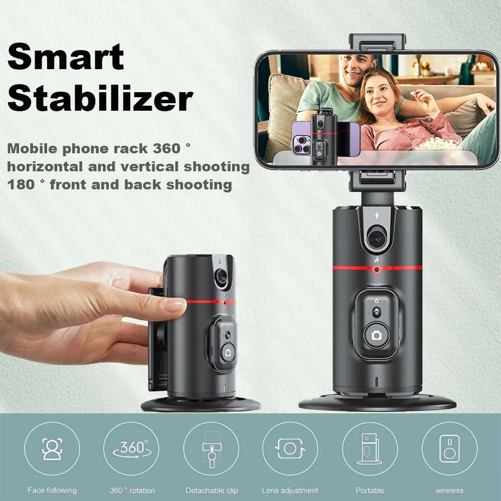 P02 Auto Face Tracking Tripod 360° Rotation Phone Holder Desktop Tracking Gimbal Stabilizer Tripod for Live Vlogging Video