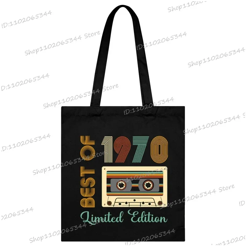 1974 Limited Edition Canvas Bag Women Birthday Years Vintage Radio Pattern Handbag Reusable Shoulder Tote Bag 1970-1979 Hand Bag