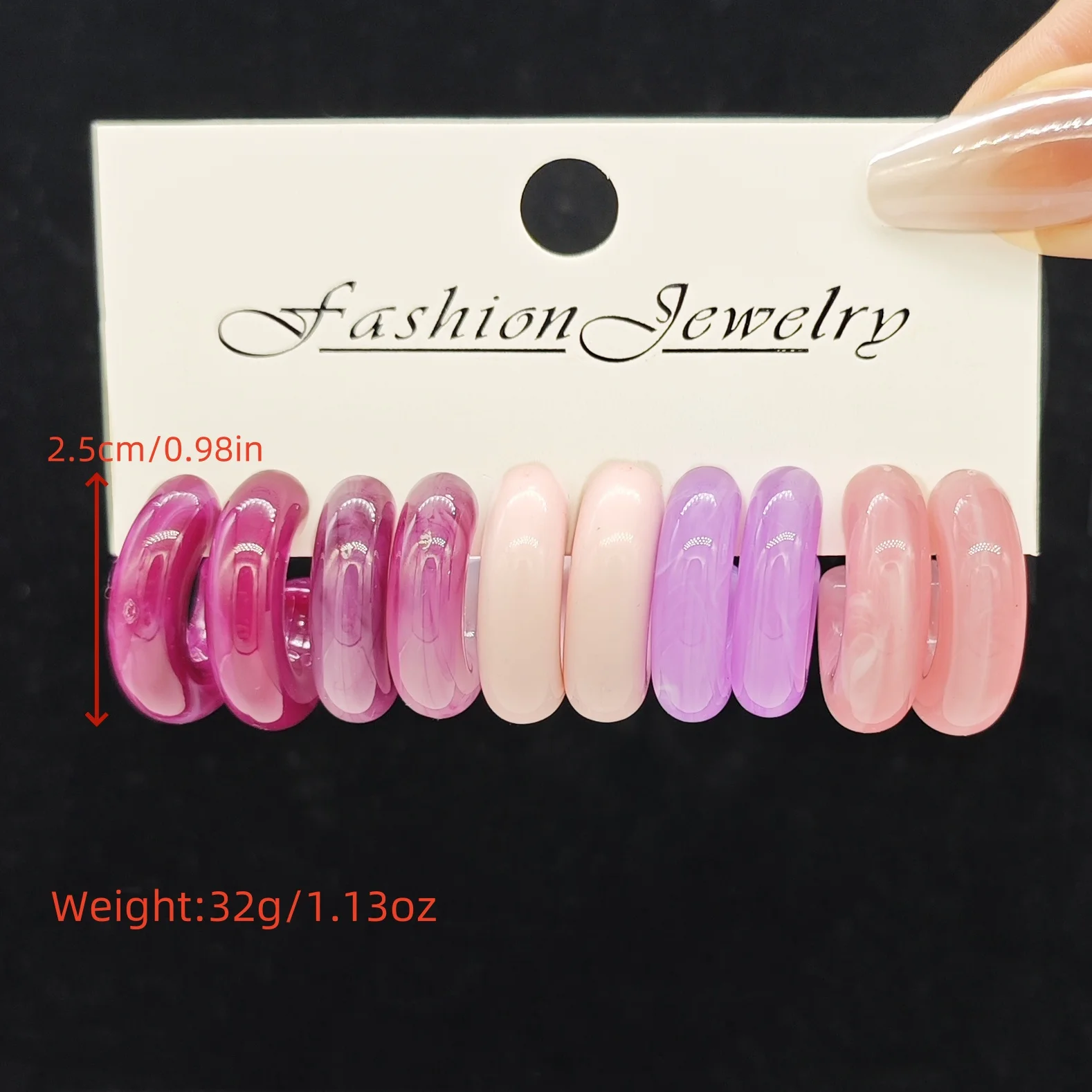 European and American cross-border jewelry Korean version minimalist acrylic C-shaped earrings spring colored dopamine earrings