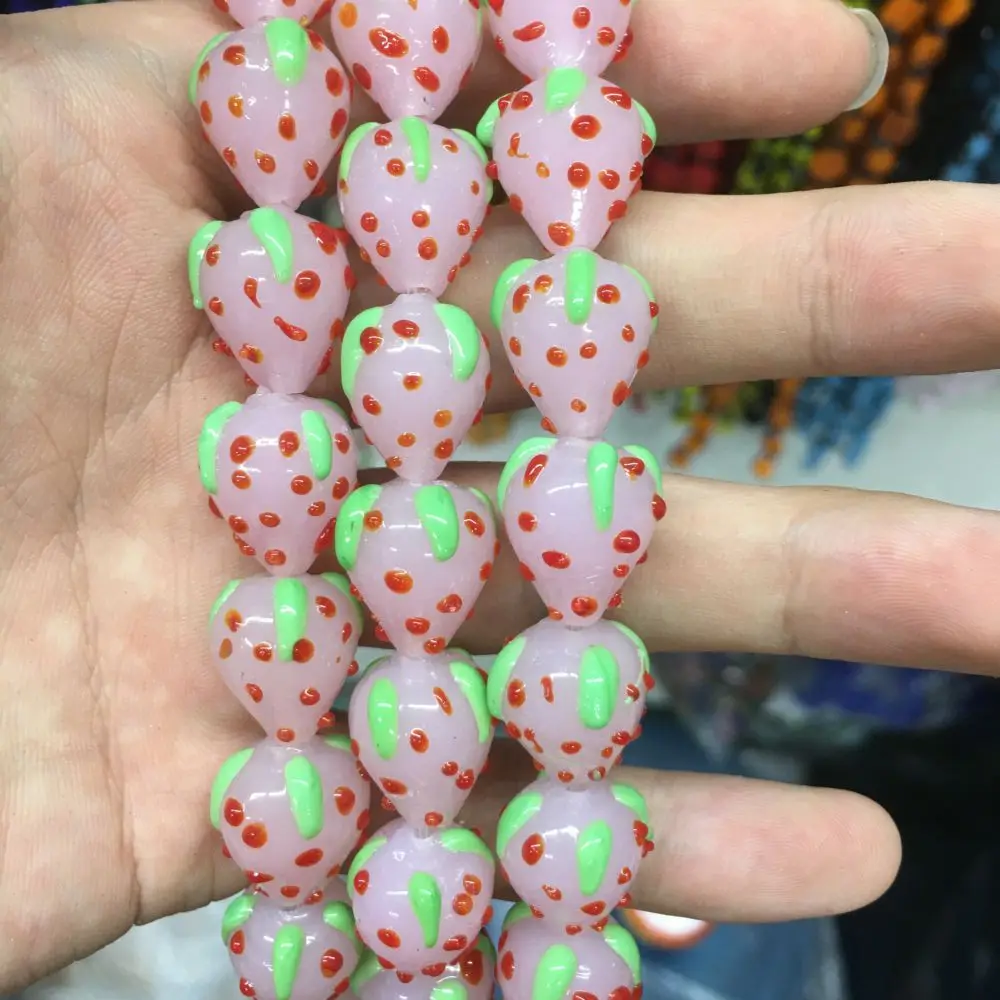 Wholesale Glass Multicolor Strawberry Bead Lampwork Glass Loose Beads For Jewelry Making DIY Bracelet Necklace Craft Accessroeis