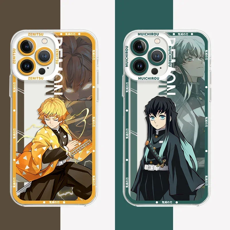 Anime Demon Slayer Clear Case For iPhone 16 14 Pro Max 16 12 Mini 11 Pro XR XS X 8 7 6 6S Plus SE 2020 Soft Silicone Back Cover