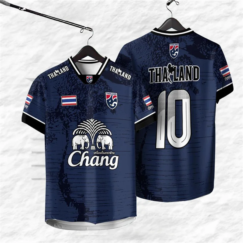 

Thailand Number 10 Jersey T-shirt For Men Elephant Print Graphic Short Sleeve Sport T Shirt Outdoor Summer Daily Breathable Tee