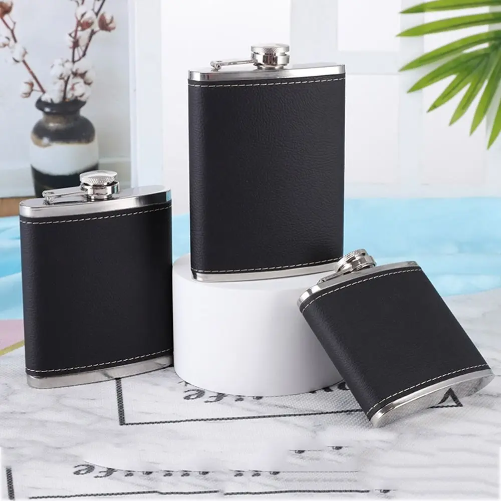 

Stainless Steel Liquor Flask PU Leather Wrapped Hip Flask Drinkware Whisky Flagon for Alcohol Wine Wedding Party
