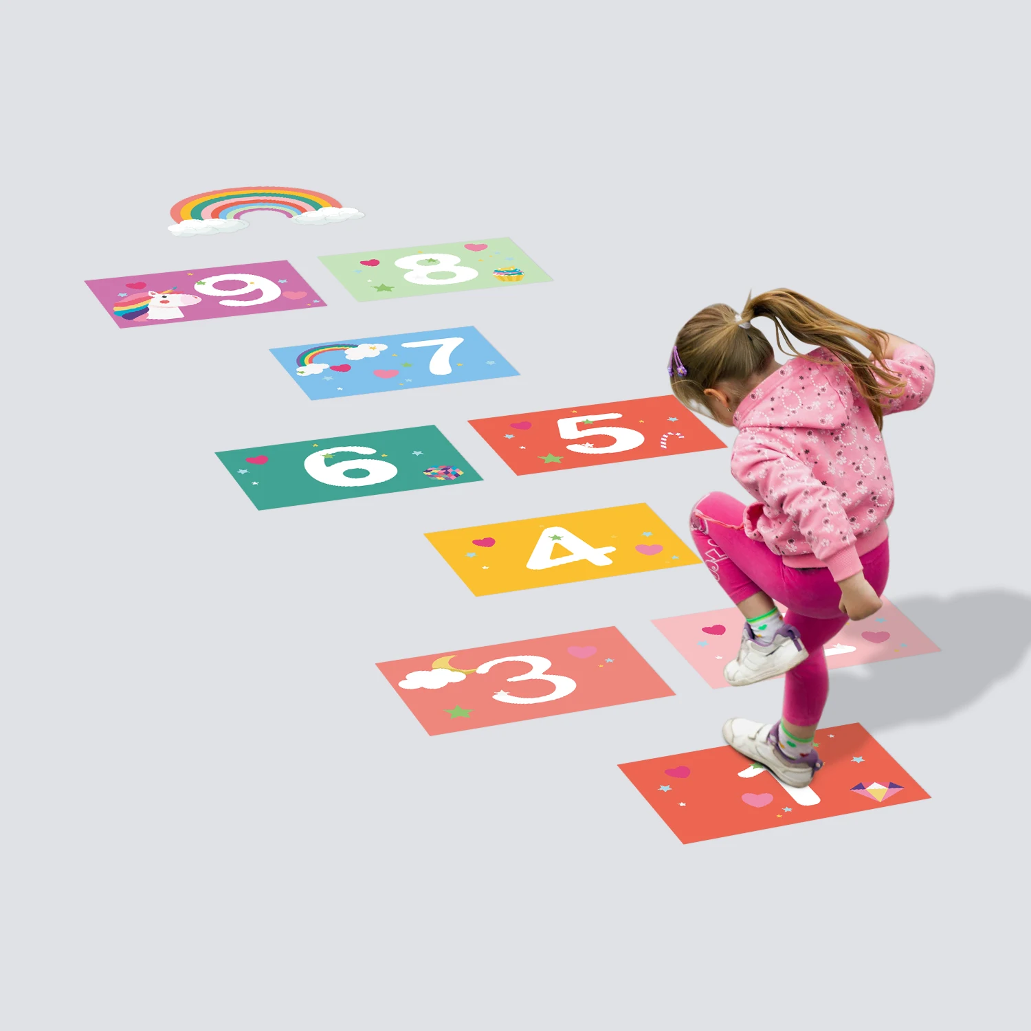 

Cartoon digital grid hopscotch game floor wallpaper sticker parent-child gift home kindergarten decoration waterproof detachable