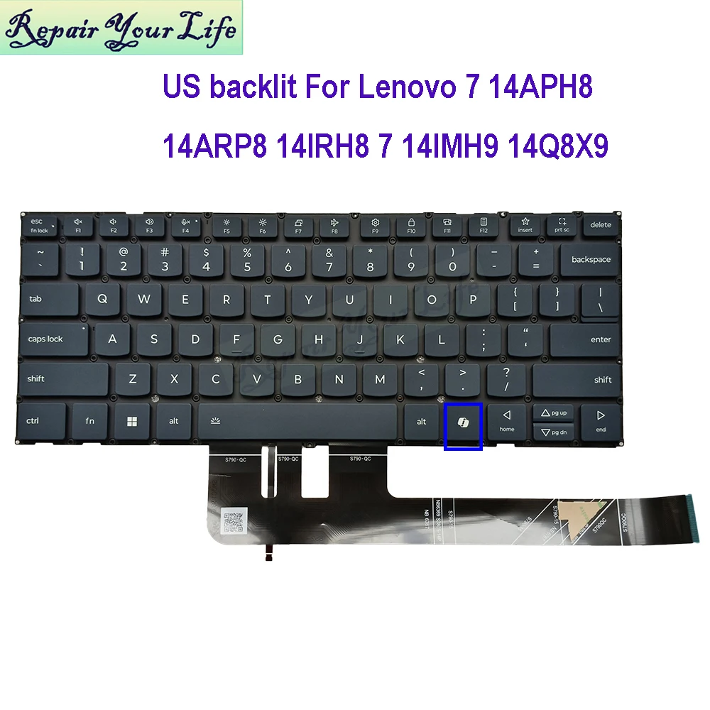 US English Keyboard Backlit For Lenovo Slim Pro 7 14APH8 14ARP8 14IRH8 14APU8 Yoga Pro 9 14IRP8 14Q8X9 14IMH9 PL4CVXB SN21N63250