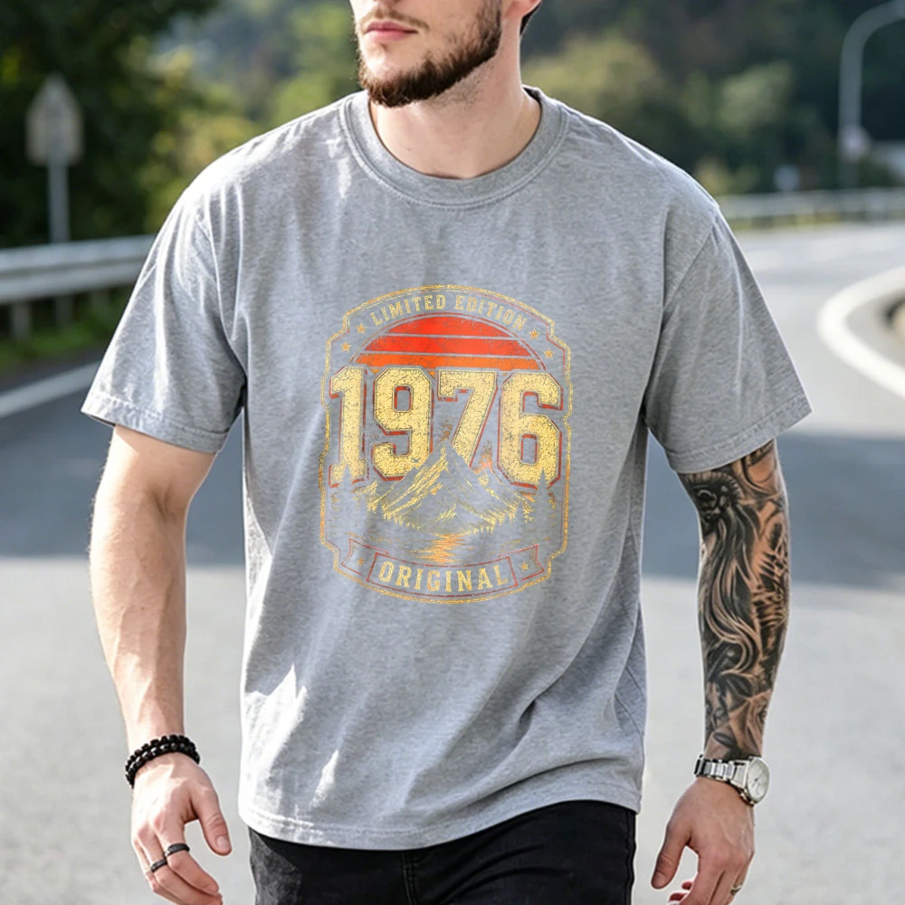 50th Birthday 1976 Funny T-Shirt Cotton Tee Unisex Adult Retro Novelty Gift for Men Women Decor Breathable High Quality Cotton