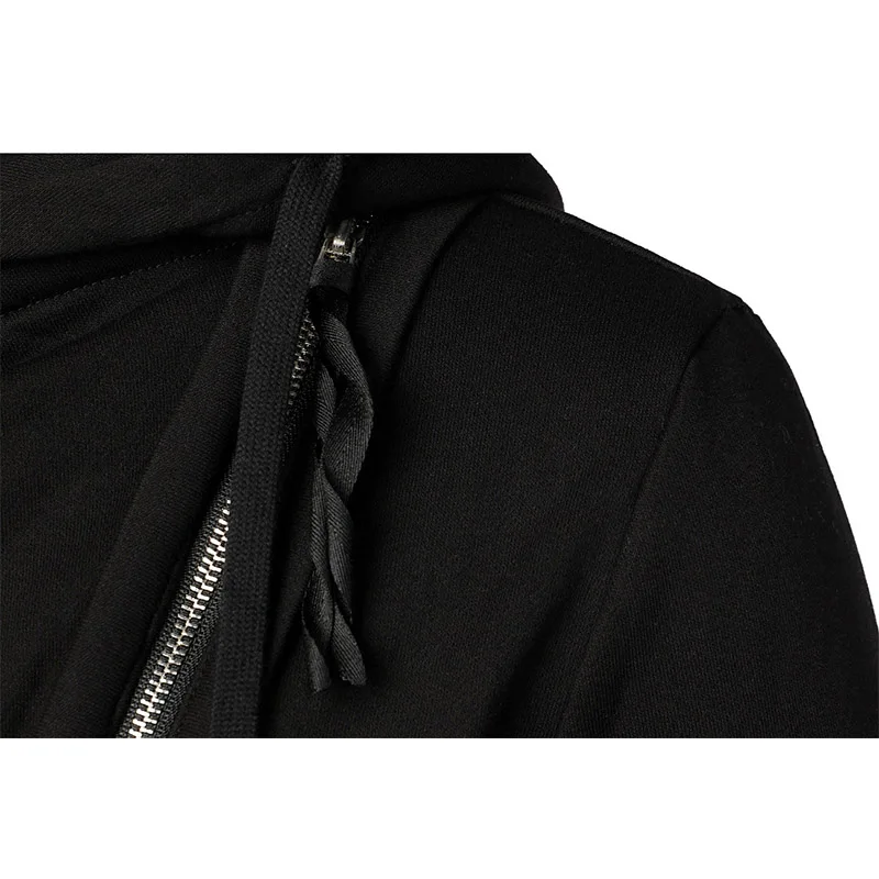 Men\'s Oblique Zipper Jacket Hooded Clothes Steampunk Gothic Medieval Coat Original Streetwear Designer Autumn Winter Techwear