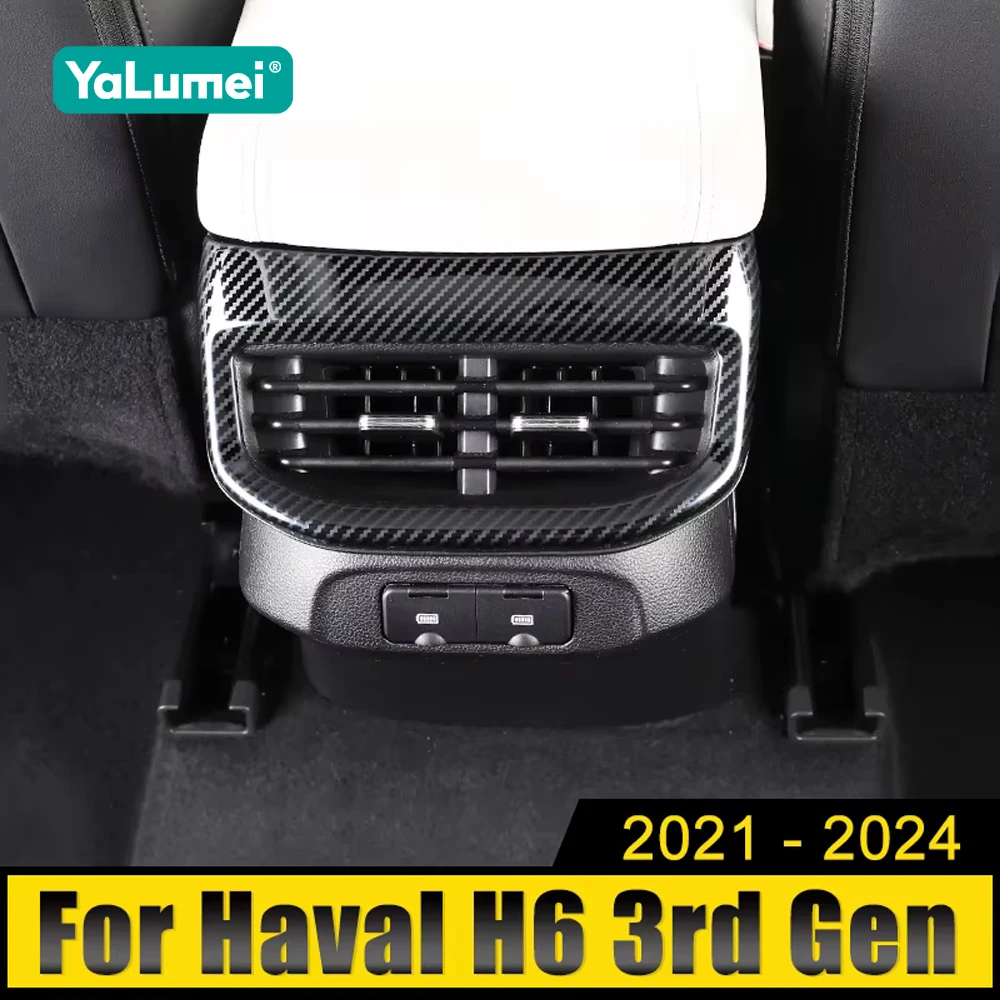 Car Rear Seat Console Air Conditioner Outlet Frame Cover Trim Garnish Sticker For Haval H6 3rd Gen 2021 2022 2023 2024 GT PHEV