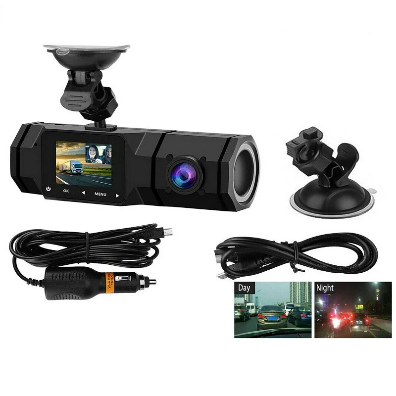 

1.5'' Car Dash Camera DVR HD 1080P Dual Lens Front and Inside Camera IR Night Vision G-Sensor Night Vision Car Driving Recorder