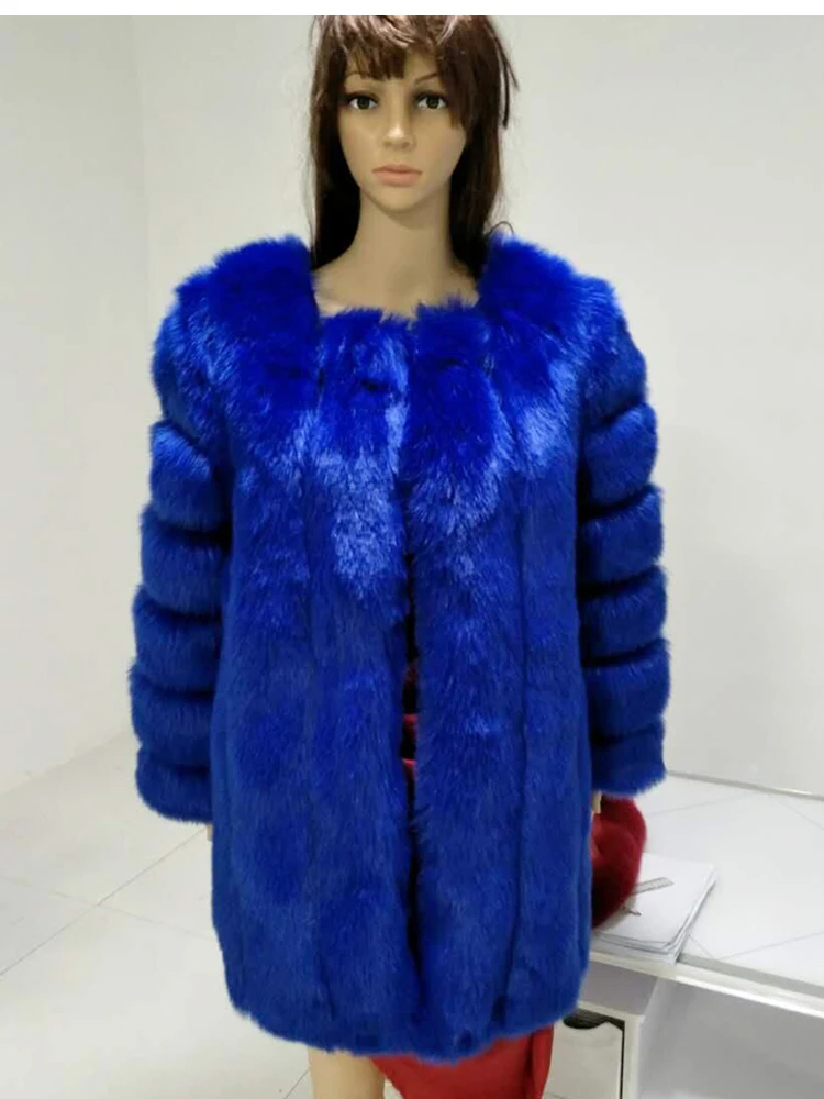 ZADORIN S-4XL cappotto in pelliccia di volpe sintetica di lusso invernale sottile lungo rosa rosso blu giacca in pelliccia sintetica donna cappotti in pelliccia finta Manteau Fourrure