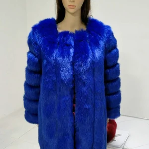Zazarin S-4xl Winter Luxus falscher Boden Haut Wald lang rosa rot blaue Haut Jacke gefälschte weibliche Hautmäntel vier Fourruure 12 Hauptverkäufe Casaco Frauen Frauen Blau - №8