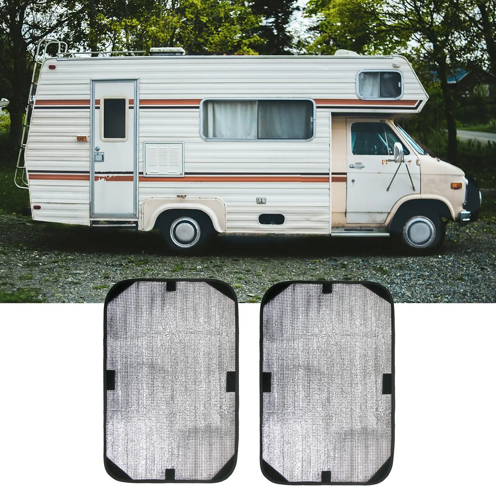 

2x RV Door Window Shade Cover 15.94x24.41inch Sun and Heat Reflector