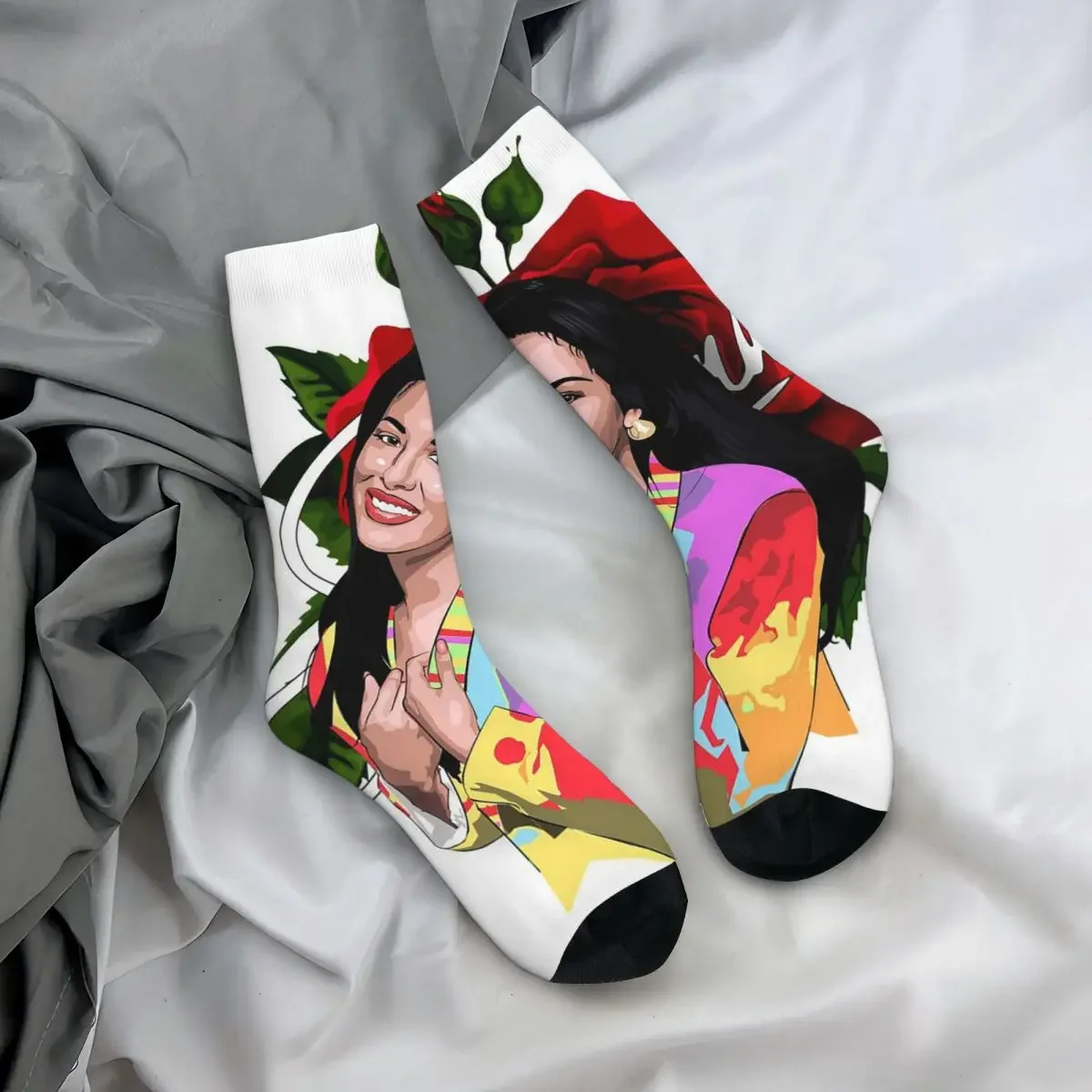 

All Seasons Crew Stockings Selena Quintanilla Vintage Socks Fashion Long Socks for Men Women Valentine's Day Gifts