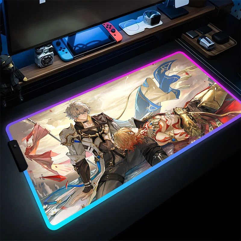 

RGB Mouse Pad Laptop Gaming Accessories LED PC Computer Honkai Star Rail Phainon Keyboard Pad Gamer Soft Desk Mat Anime Mousepad