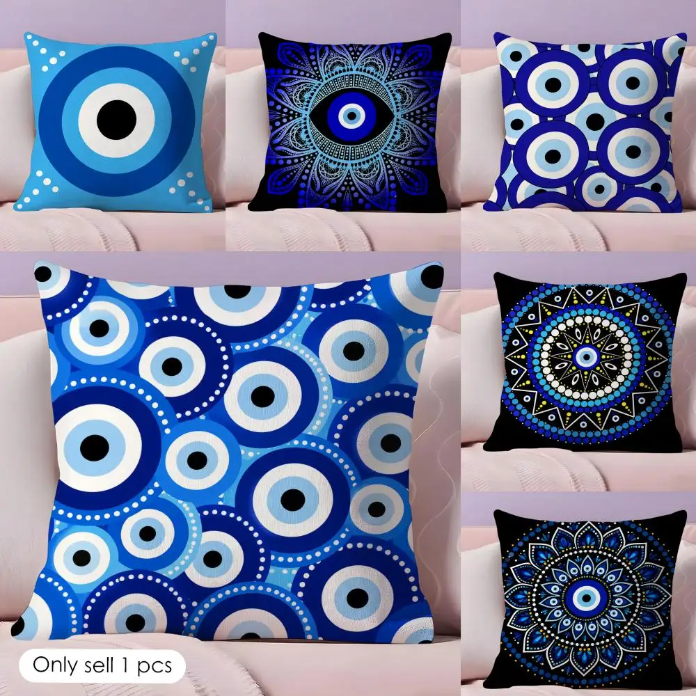 

Eye Evil Blue Cushion Cover Short Plush Soft Double-Sided Printing Pillow Case Cozy Sofa Bedroom Home Decor Gift