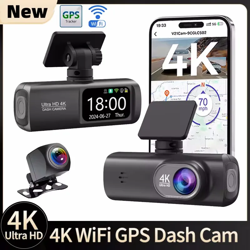 Dash Cam 4K Camera for Car Dashcam GPS WiFi 24h Parking Monitor Night Vision Front and Rear Video Registrator 1080P