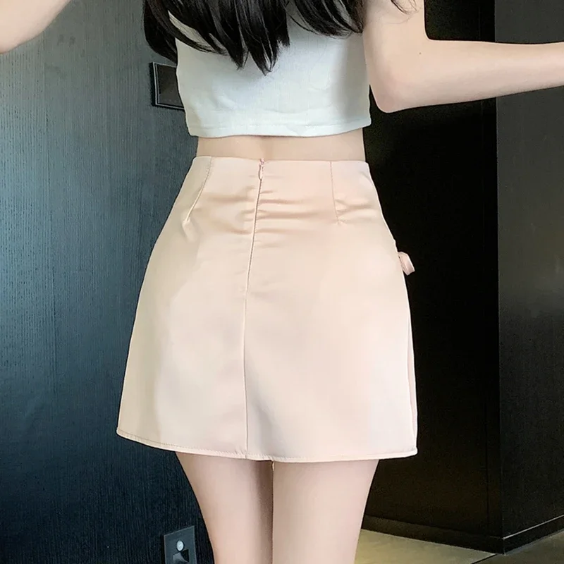 Casual Bow A Line Mini Skirts Women 2026 Korean Style High Waist Faldas Y2k Clothes Slim Harajuku Black Short Micro Kawaii Skirt