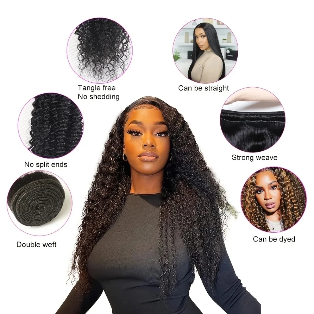 Rambut Manusia Gelombang Keriting 24 26 28 & 20 Inci 3 Bundel dengan Penutupan Renda 4X4 100% Rambut Belum Diproses Rambut Gelombang Alami Pakan Ganda