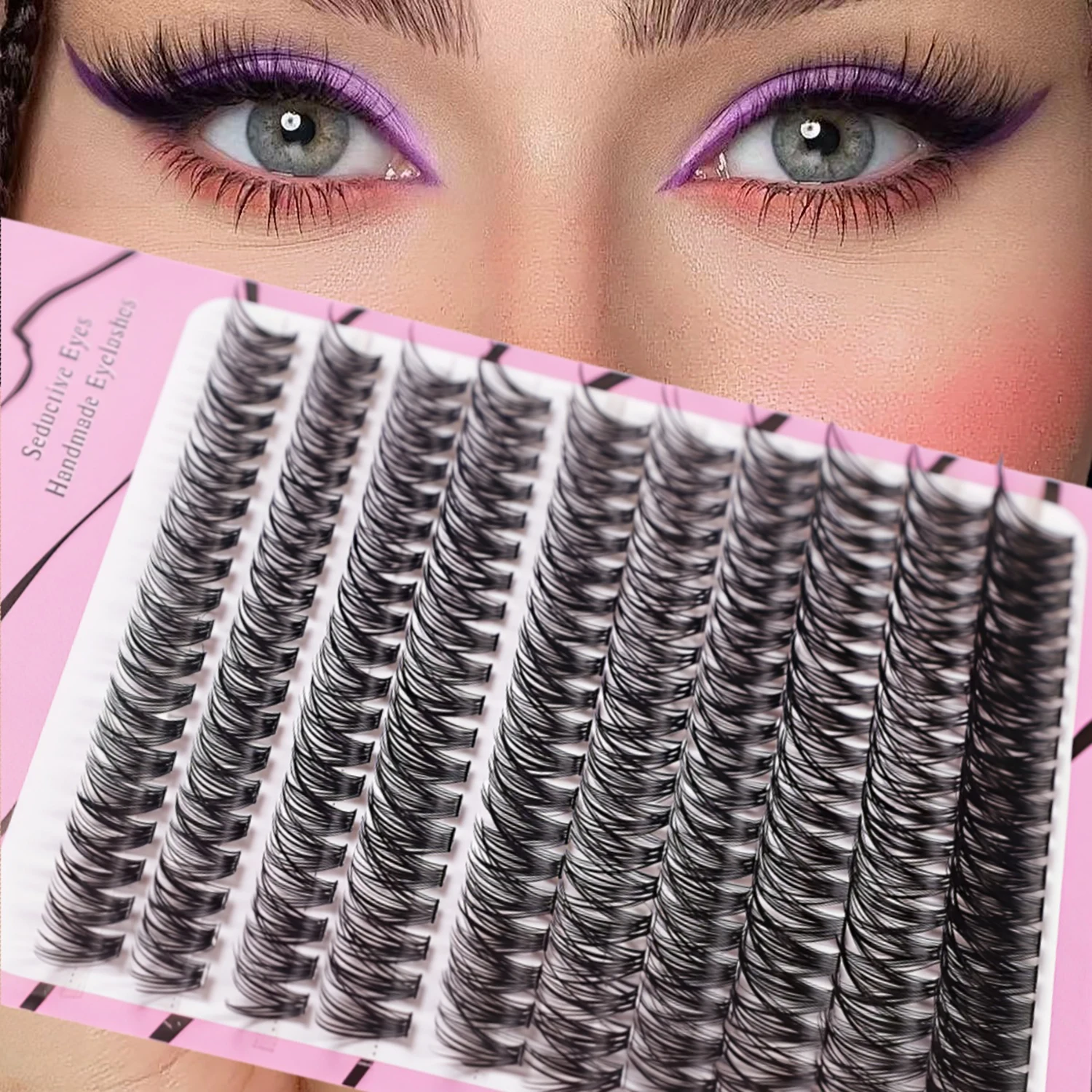 Wispy Fishtail Lash Clusters, Natural Curling Individual Lashes, Multi Rows Large Pack DIY Eyelash Extensions for Beginners