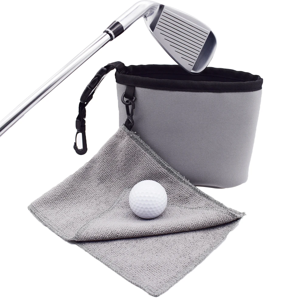 Portable Golf Club and Golf Ball Cleaning Bag with Detachable Clip Golf Accessory Cleaning Bag Waterproof Liner Golf Scrub Bag