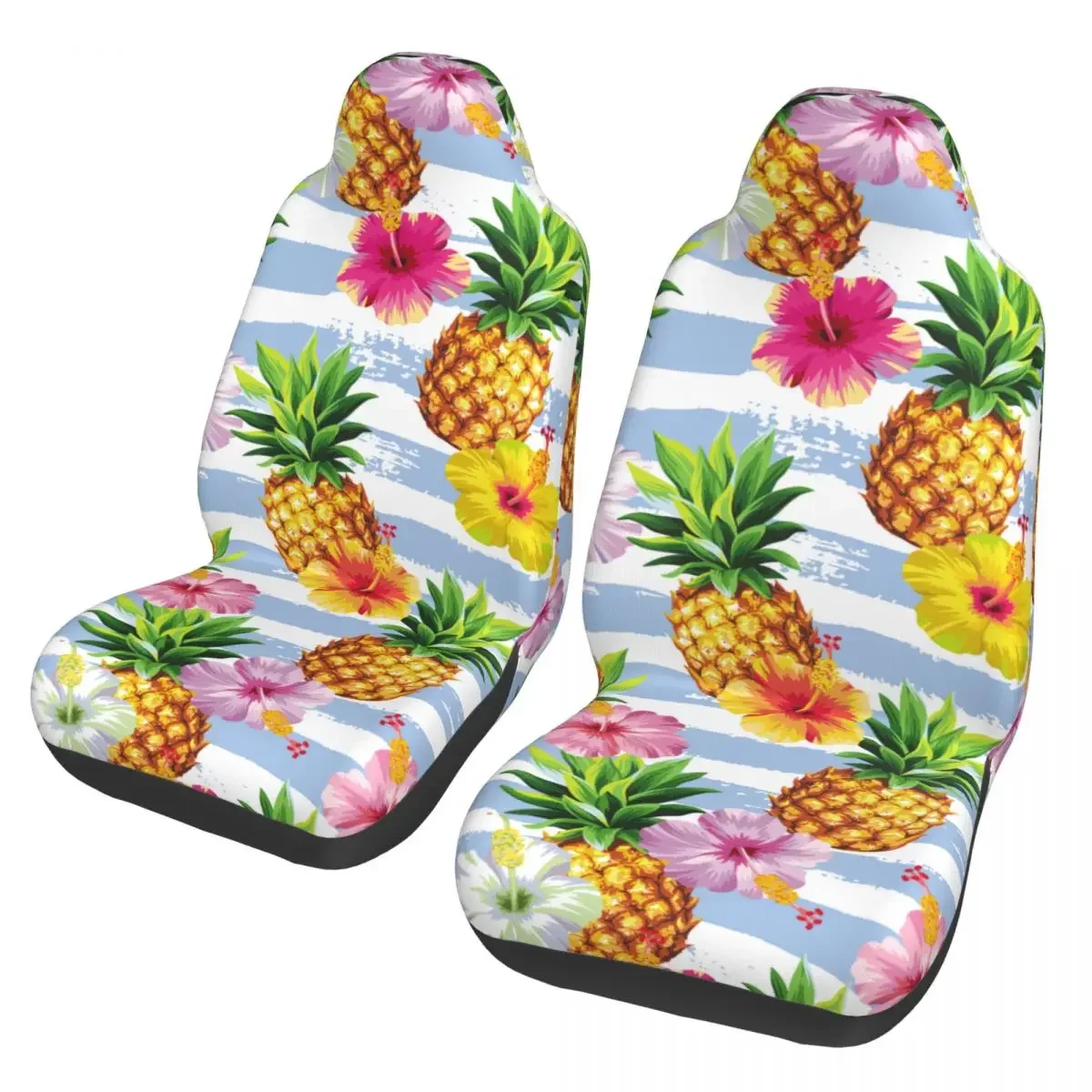 Pineapple Summer Fruits Universal Car Seat Cover Waterproof For SUV Front Rear Flocking Cloth Cushion Fiber Fishing