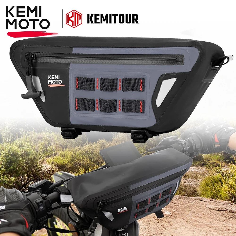 

Motorcycle Handlebar Tool Bag Waterproof Durable PVC Front Storage Pouch Universal for Adventure Off-Road Dual-Sport Motorbikes