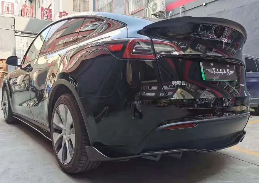Spoiler Diffuser Belakang Rok Samping Bibir Depan Serat Karbon untuk Model Y
