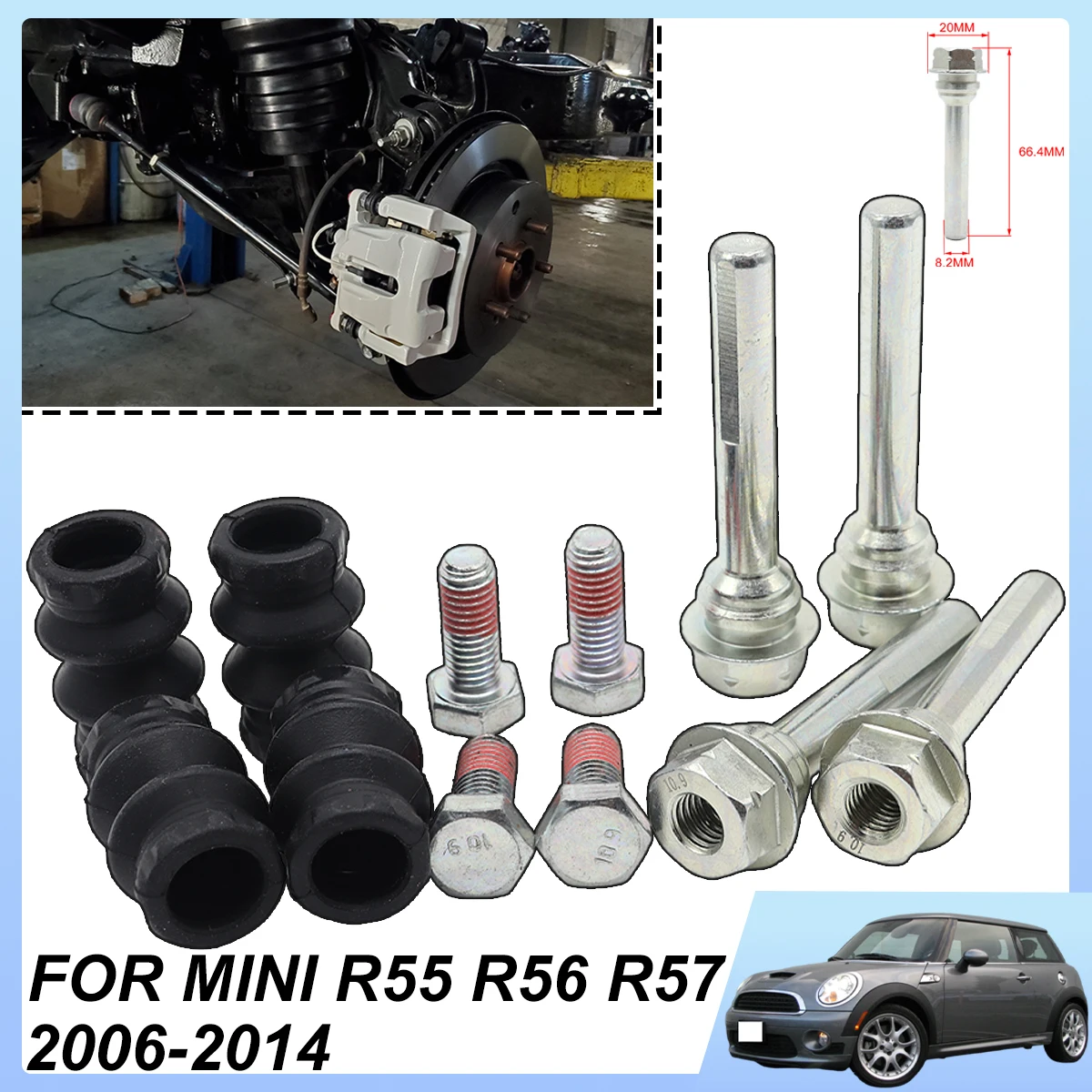 

Rear Left Right Brake Caliper Cylinder Slider Guide Pin For Disc Housing Bolts Bushing Boot Seal Kit For MINI R55 R56 R57 06-14