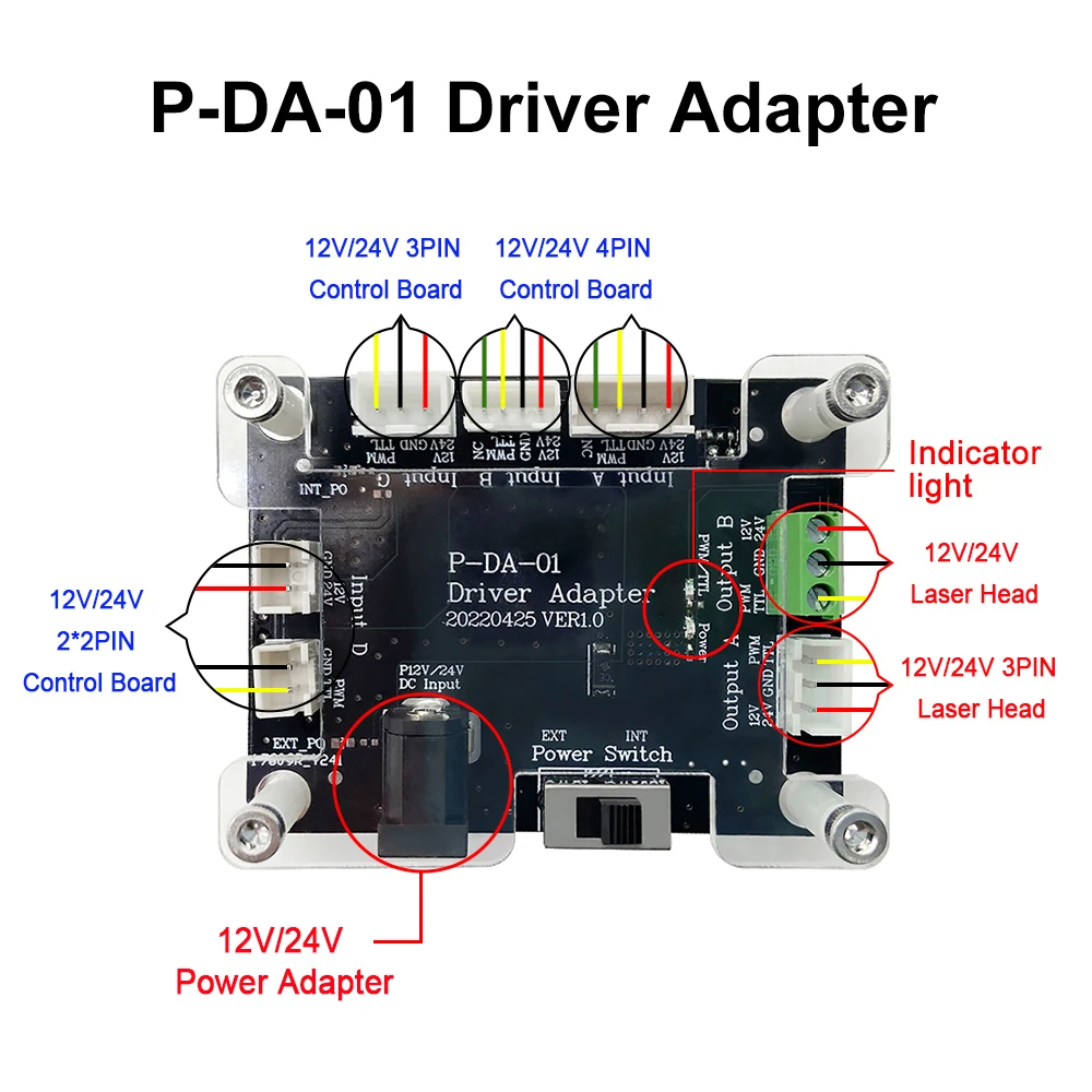 Placa adaptadora de controlador de interfaz de árbol láser, placa de transferencia para Módulo de grabado láser, cabezal de corte láser,