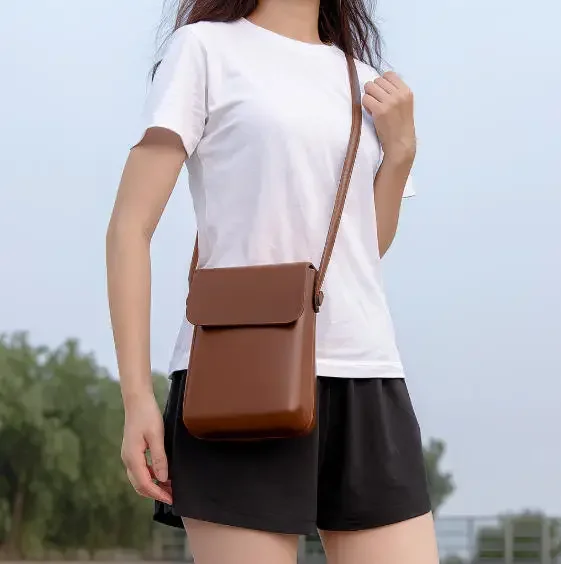 レディース ミニ PU フリップトップ クロスボディ & ソリッドカラー デザイナー トート（携帯電話用）