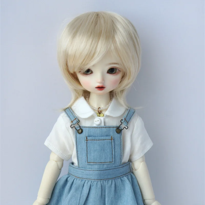 

JD081 1/12 1/8 1/6 1/4 1/3 Synthetic Mohair Doll Accessories Short Girlish Cut Lati White&Yellow OB11 YOSD MSD SD BJD Wigs