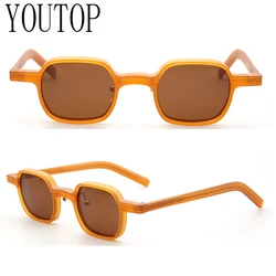 Vintage Men Square Sunglasses Polarized Women UV400 Sun Glasses Fashion Brown Grey Black Blue Transparent Driving Eyewear Retro