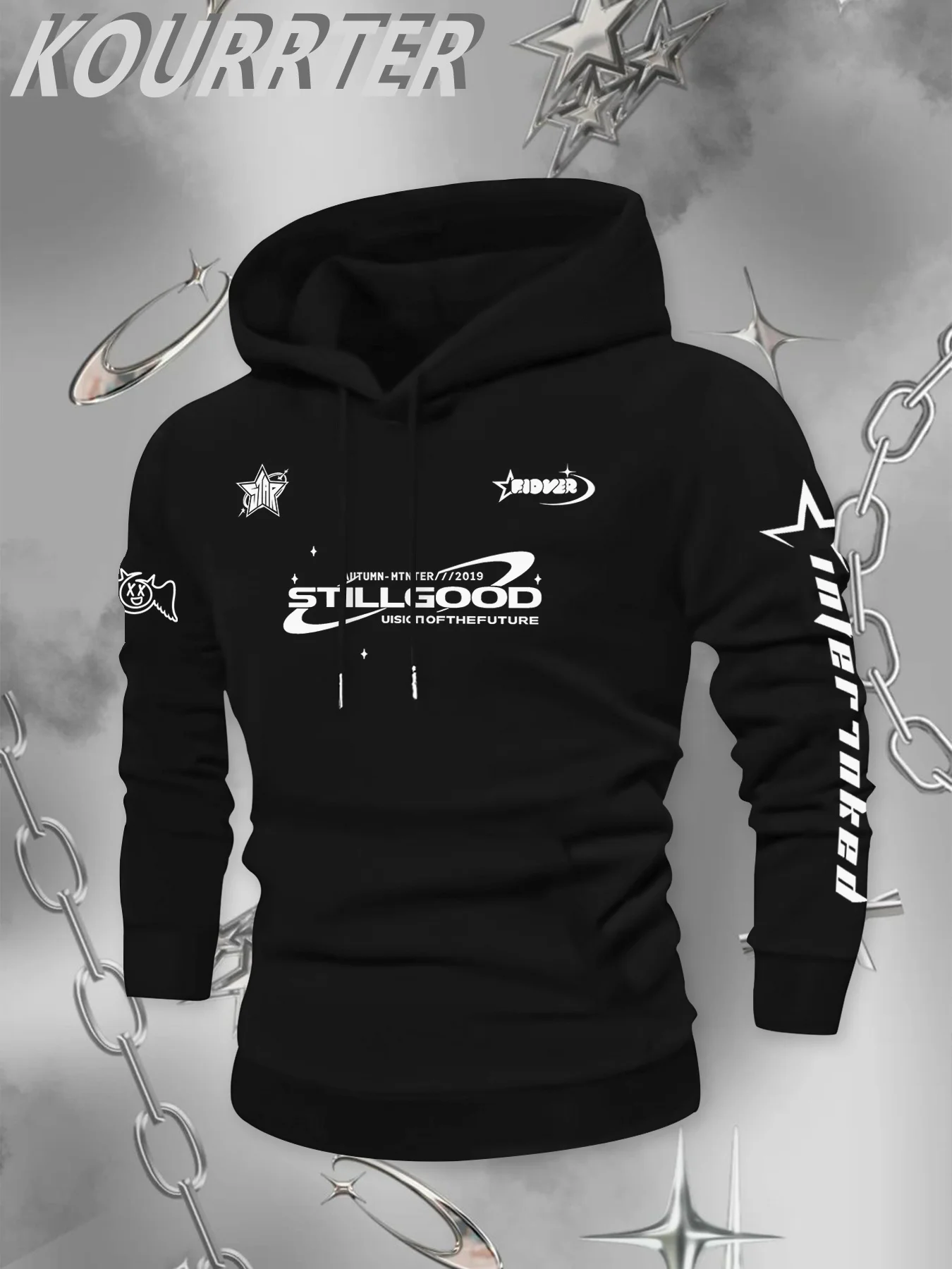 Y2K Herren-Sportjacke mit Kapuze und trendigen Mustern, warme Winter-Kapuzenjacke, modischer trendiger Hoodie – Detail 2