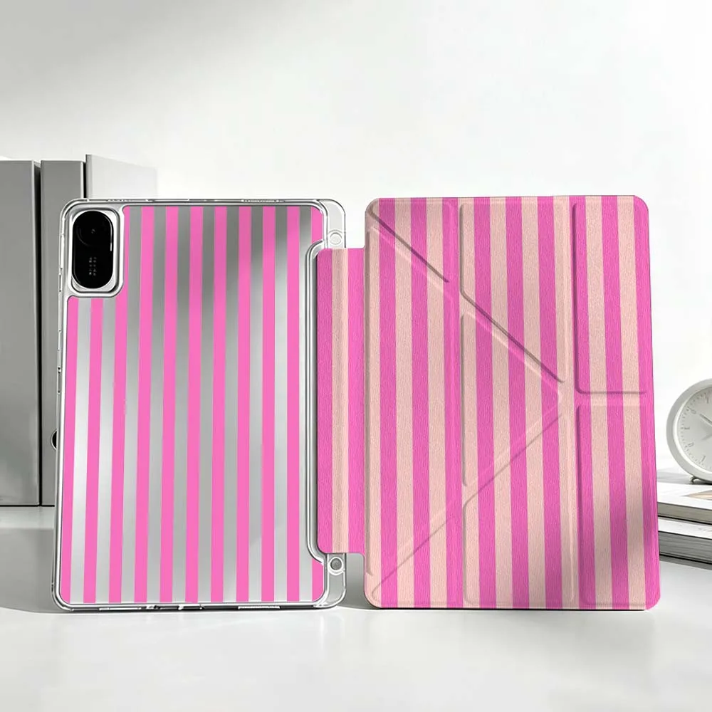 Минималистичный розовый чехол в полоску для Xiaomi Mi Pad 8 7 6 5 Pro Redmi Pad SE 2 Poco Pad Foldable 3Y, мягкий чехол для планшета
