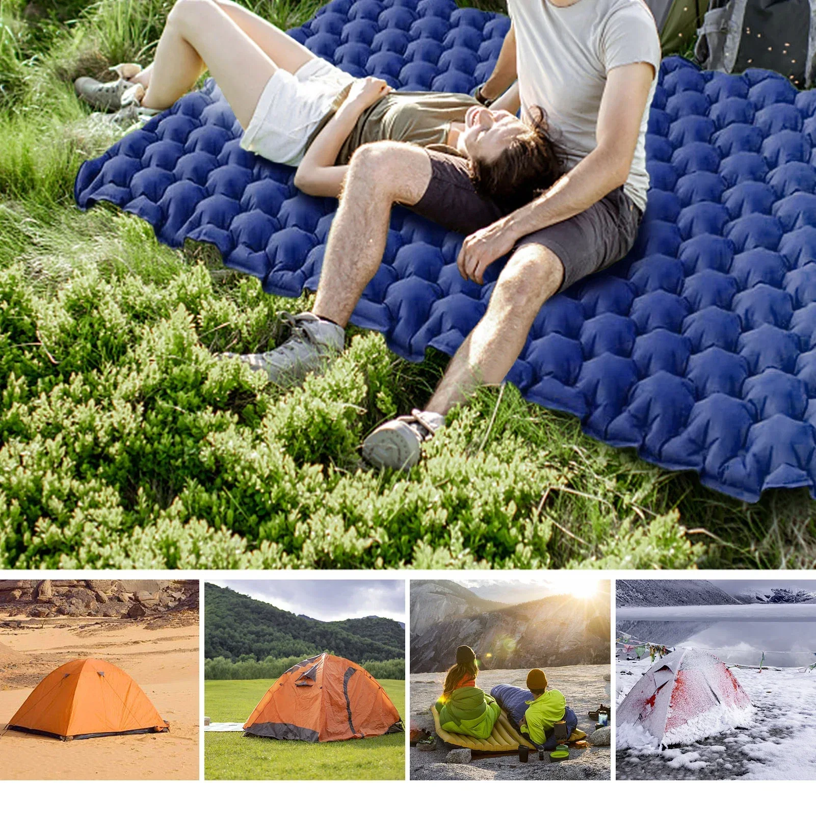 2-Personen-Campingmatte mit Luftkissen, tragbare Luftmatratze, wasserdichte Isomatte für
