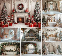 Mehofond Photography Background Christmas White Indoor Windows Gifts Xmas Tree Kids Family Portrait Decor Backdrop Photo Studio