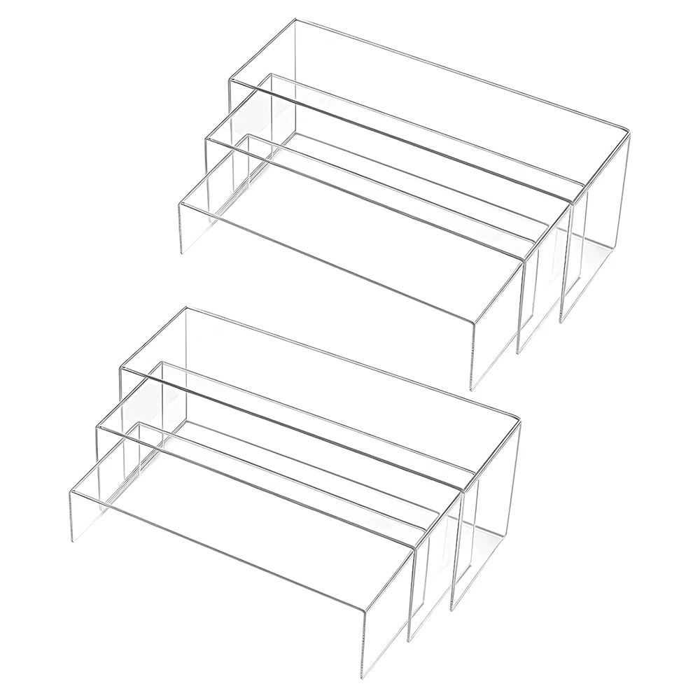 

Acrylic Display Risers Shelf Figurine Storage Display Stands Perfume Doll Cupcake Holder Jewelry Organizer Clear Display