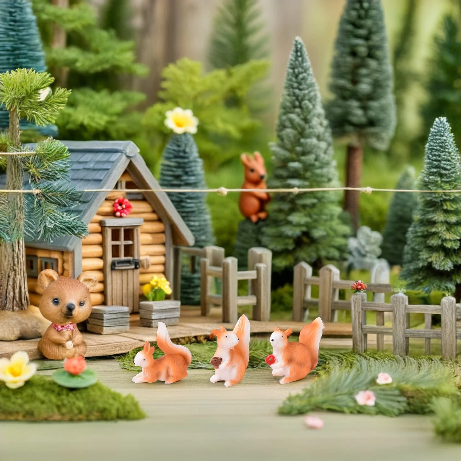 

8Pcs Moss Plant Miniature Squirrel Resin Small Garden Ornament Decorative Fairy Landscape Adornment Micro Craft